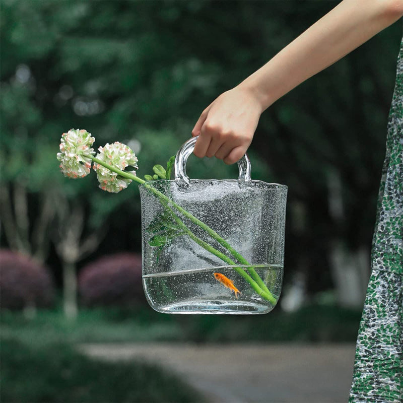 Clear Handbag Shaped Vase