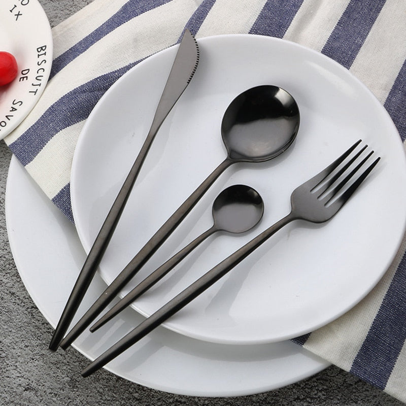 4pcs Black Tableware Cutlery-Set