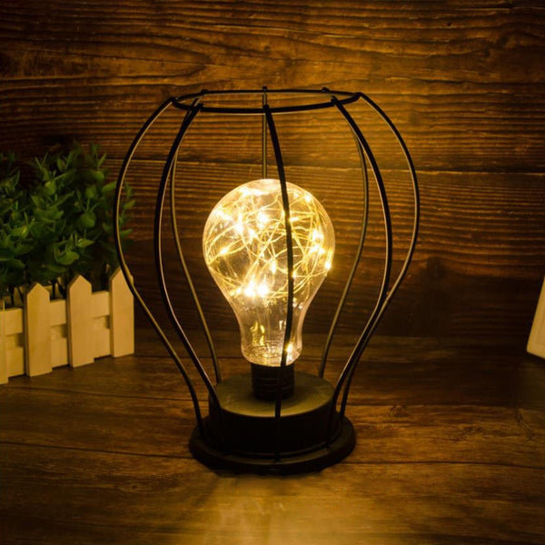 LED Night Lights Iron Lantern Vintage Lamp