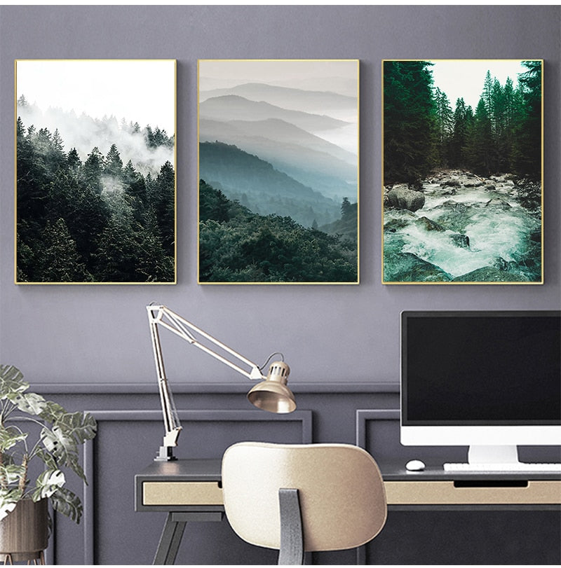 Fog Forest Canvas Painting