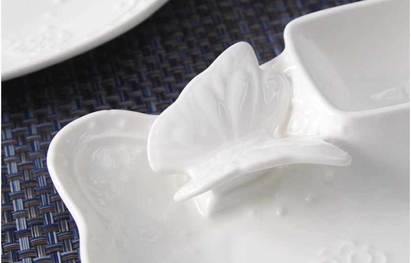 White Embossed Porcelain Plate