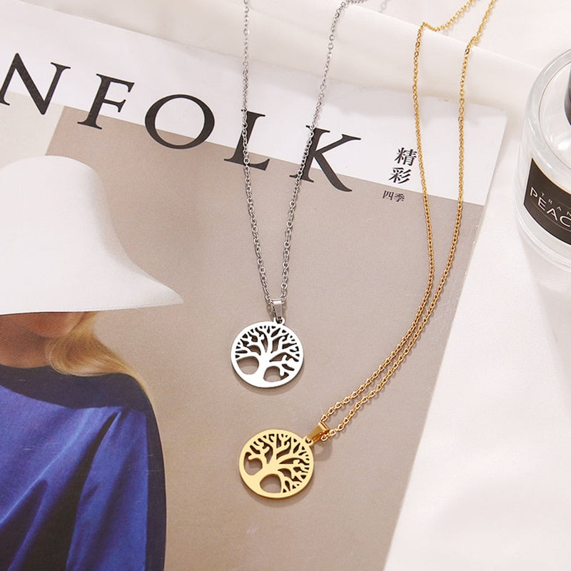 Tree of Life Round Pendant Necklaces