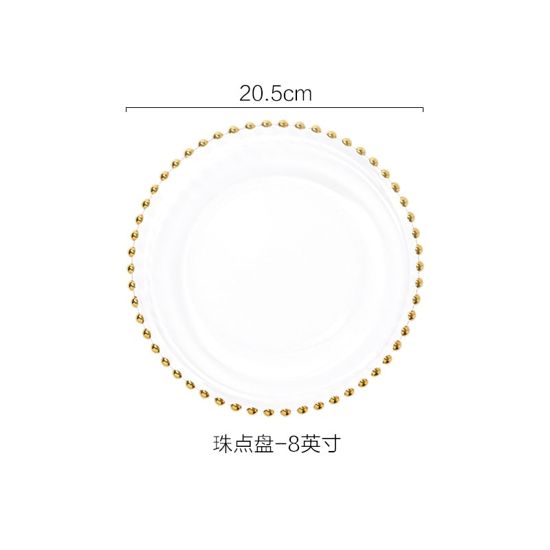 Nordic Gold Bead Glass Charger Plate