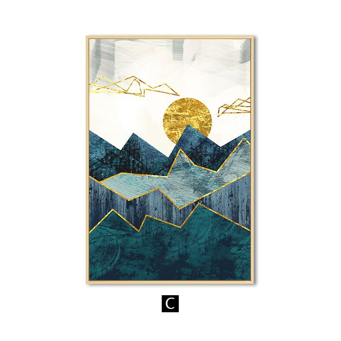 Golden Sun Art Poster Print Wall