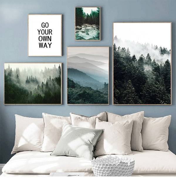 Fog Forest Canvas Painting