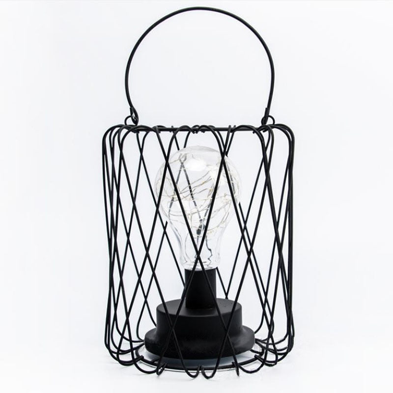 LED Night Lights Iron Lantern Vintage Lamp