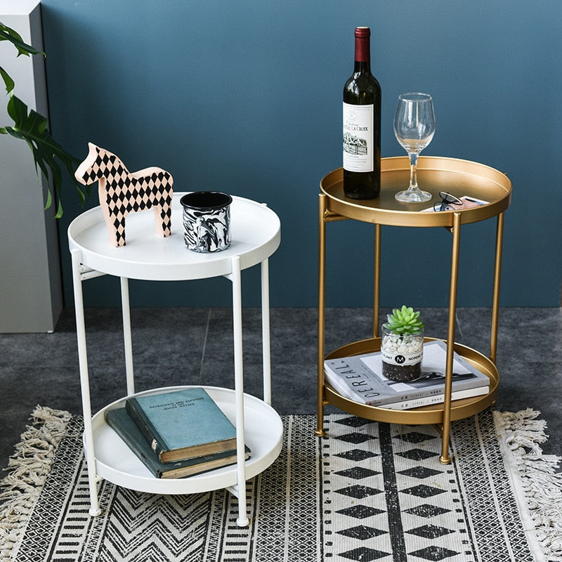 Nordic Simple Iron Double-layer Tea Table