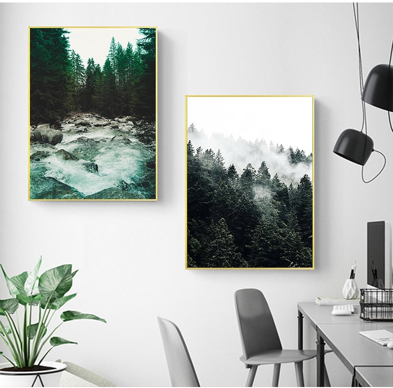 Fog Forest Canvas Painting