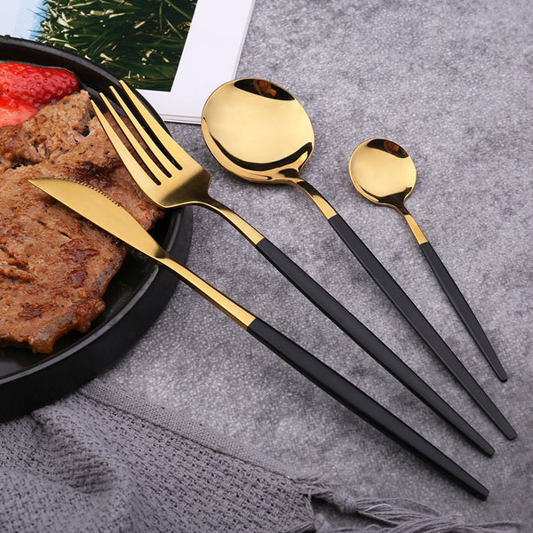 4pcs Black Tableware Cutlery-Set