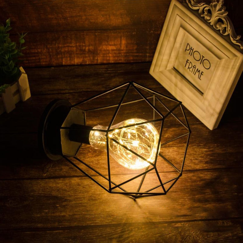 LED Night Lights Iron Lantern Vintage Lamp