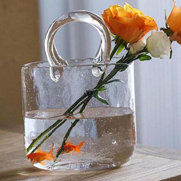 Clear Handbag Shaped Vase